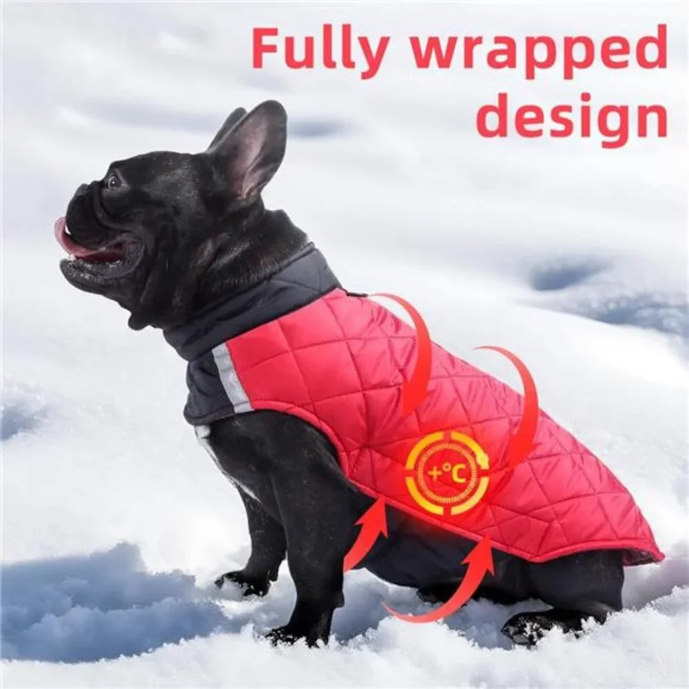 Reversible Waterproof Dog Coat Adjustable Winter Jacket for Small Dogs